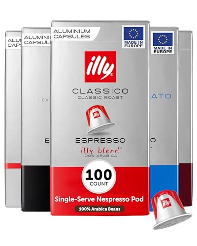 illy Espresso Compatible Capsules, Coffee Pods for Nespresso Original Line Machine, Classico, Forte, Intenso, Decaf, Lungo Roasts, 100% Arabica, Premium Italian Coffee, Single Serve, 10 Count, 10 Pack