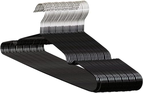 Image of Zollyss Non-Slip Rubber Coated Metal Suit Coat Hangers Heavy Duty Clothes Hanger with Chrome and Black Friction, Metal Shirt Jacket Hanger with Round Notches for Dress (Pack of 10)