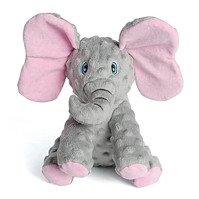 DODODOLA Dog Toys Puppy Toys Cute Squeaky Elephant Dog Toy with Crinkle Paper Stuffed Plush Animal to Keep Them Busy for Small Medium Large Dogs