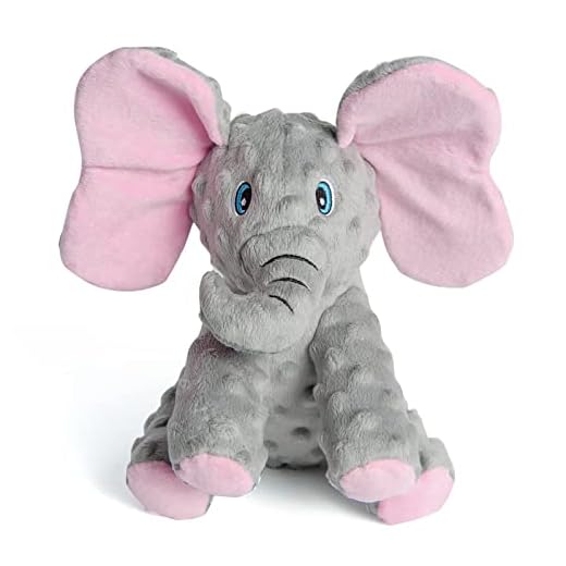 DODODOLA Stuffed Dog Toys Durable Plush Dog Toy with Crinkle Paper Cute Elephant Squeaky Dog Toys Dog Chew Toys for Medium Large Breed
