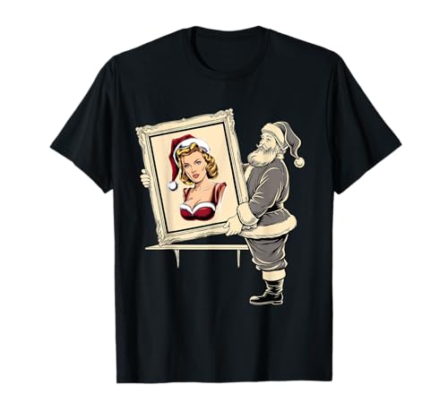 Hipster Santa y la esposa de Papá Noel en marco Camiseta
