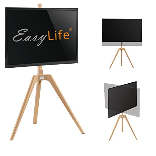 EasyLife - TV Stativ Holz Staffelei Tripod - Studio TV Stand bis 65'' Zoll...