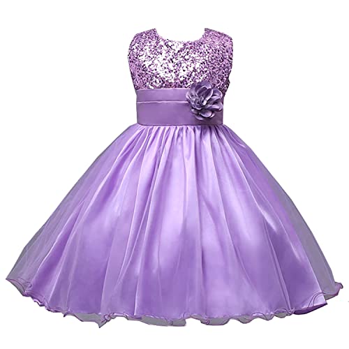 stylesilove Little Kid Girls Sleeveless Sequin Tulle Flower Girl Dress Wedding Pageant Party Dresses, 5 Colors
