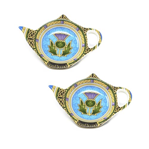 Royal Tara Ceramic Set of 2 Tea Bag Holders Kitchenware Present Teapot Shaped Resting Caddy Scottish Symbol Housewarming Gift 4