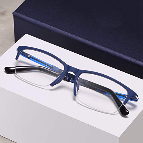 Okulary antyniebieskie i chroniące przed promieniowaniem UV dla mężczyzn, TR lekkie i inteligentne okulary półekranowe Progressive Multi-ogniskowa z zoomem (+ 1,00 + 3,00)