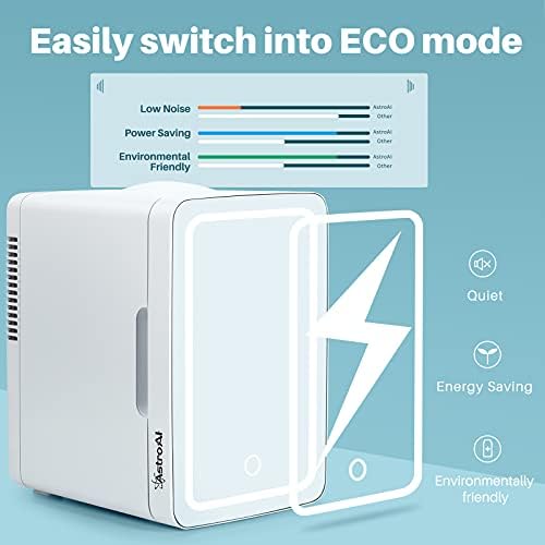 AstroAI Mini Fridge 6 Litre, 8 Can Skincare Fridge, AC/DC Portable Beauty Fridge for Skincare, Cosmetics, Bedroom (Mirror & Light)