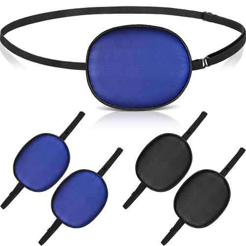 4 Pieces Eye Patches for Adults, Silk Eye Patch Single Eye Covers Elastic Adjustable Eye Patches Cosplay Pirate Eye Covers for Costume Daily Wearing