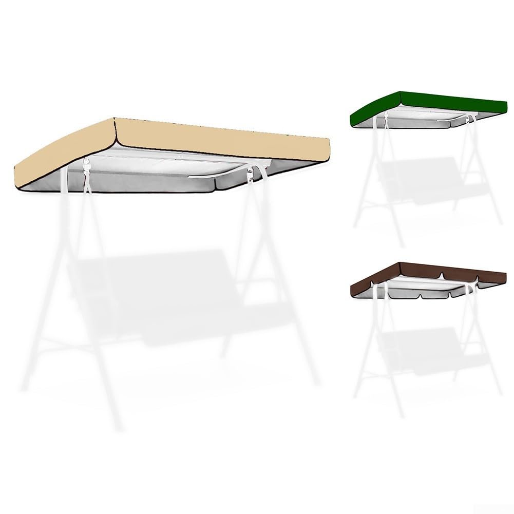 Elegante tettoia per dondolo a 3 posti, in tessuto Oxford impermeabile, ricambio per altalene da giardino, 195 x 125 cm, beige