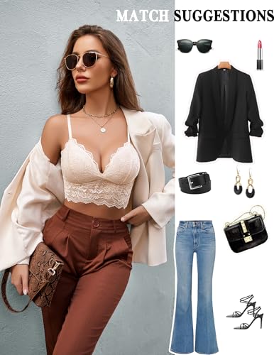 Image of Avidlove Lace Bralettes for Women V Neck Spaghetti Strap Bra Unpadded Tops Sexy Cami Crop Top Going Out Lingerie