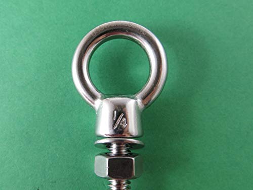 Image of US STAINLESS 2 Pieces Stainless Steel 316 (Shape Type 307) Lifting Eye Bolt 1 /4 inch UNC x 80mm Marine Grade
