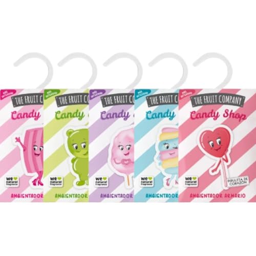 TIENDIFY - Pack 5 Ambientadores Armario Candy Shop The Fruit Company | Perfuma Cajones y Ropa +45 Días | +Intensidad | 0% Alcohol | Extractos Naturales (MIXTO)