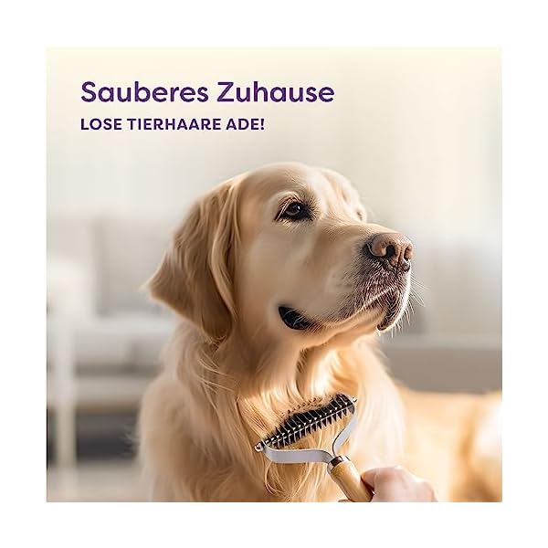 Hundebürste - Effektives Entfernen von Unterwolle - Nachhaltiges FSC®-Holz - Weiche Pflege - Doppelseitige Fellbürste - Hunde & Katzen Bürste – Bild 3