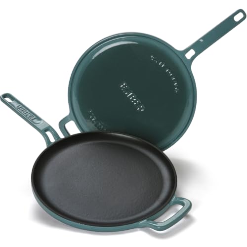 Image of Ember Cookware TitaniumClad Enamel Cast Iron Tawa for Dosa 27 cm | 10-Year Warranty | Rust-Proof Cast Iron Tawa for Roti & Dosa | Non Stick Dosa Tawa | Heavy Duty Induction Cookware | Ocean