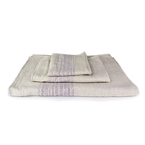Kontex Organic Cotton Towels from Imabari, Japan - Bath Towel, Hand Towel & Washcloth, Beige/Lavender (Set of 3 Towels)