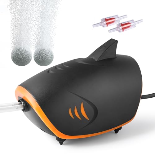 HITOP 4W 110GPH Powerful Aquarium Air Pump: Quiet 2-outlets Aquarium Aerator, Adjustable Fish Tank Air Pump with Accessories, for 20-200 Gallon Tank