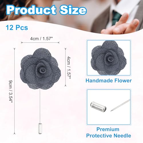 Image of PATIKIL Flower Boutonnieres Pin, Handmade Camellia Lapel Pin for Men Women Suit Wedding Graduation Anniversary Brooch Outfit Accessories
