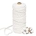 Produktbild Qhui Makramee Garn 3mm x 100m Baumwollgarn Macrame Garn Natur Weiß, Baumwollkordel für DIY Handwerk Basteln Wand Aufhängung Pflanze Aufhänger
