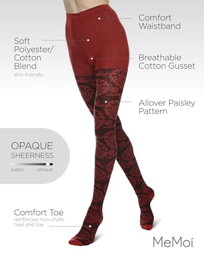 MeMoi Paisley Patch Cotton Blend Sweater Tights3