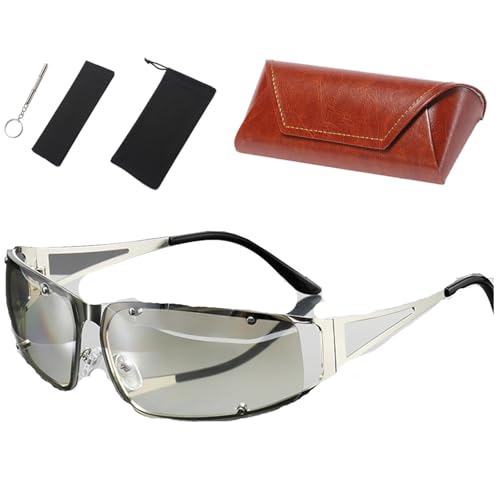Image of Proberos Sunglasses for Men & Women Stylish, with Leather Glasses Case Set Full Rim Round Sunglasses, Polarized And 100% UV Protected, Y2K Style, 52mm, For Outdoor & Daily Use