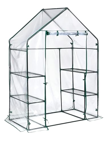 Miracle-GRO 4'8' x 29' x 6'5' All-Season Mini Walk-in Greenhouse with 4 Wire Shelves for Outdoors, Easy-Access and Durable, Translucent