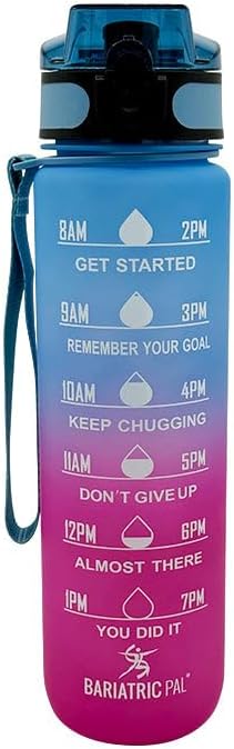 BariatricPal Hydrate & Inspire - Botella de agua motivacional de 32 onzas, edición sin popote