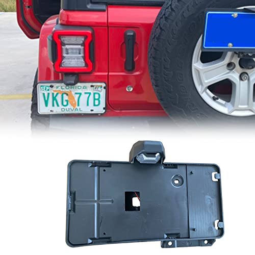 Rear License Plate Holder Frames with Light Fits for 2018-2024 Jeep Wrangler JL JLU License Plates Mounting Bracket