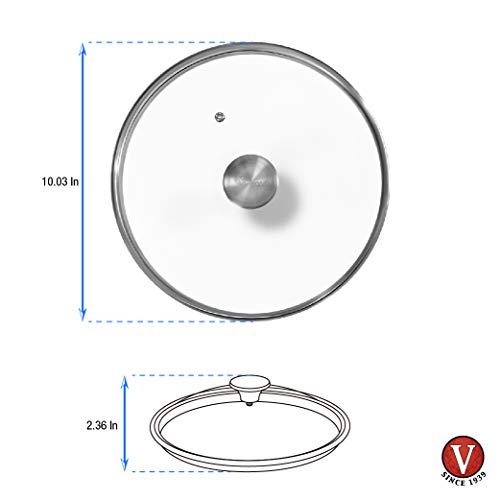 Victoria Glass Lid, Custom Made For Only Victoria Brand 10 Inch Cast Iron Skillet, Frying Pan Lid With Stainless Steel Air Flow Knob, Will Not Fit Other Brands #TOP4