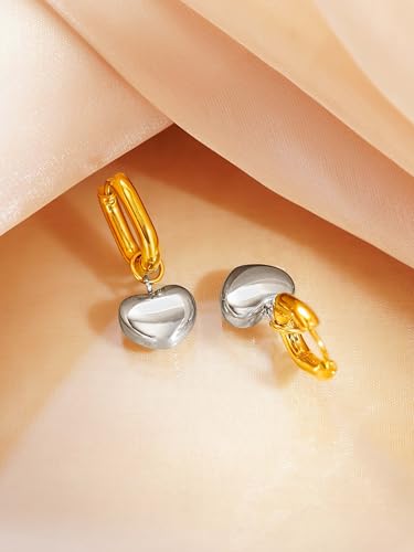 Image of 18K Gold Plated Heart Earrings for Women & Girls | Heart Hoops, Studs & Huggies | Waterproof and Anti Tarnish Jewellery | Valentines Gift for Girlfriend | Gifts for Women | 1 Year Warranty*
