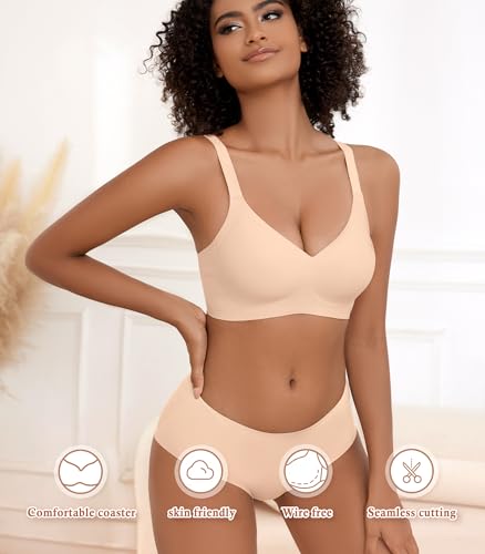 POSESHE Womens Wireless Bras Comfortable Supportive Tshirt Bra No Underwire Seamless Push Up Everyday Adjustable Bralettes2