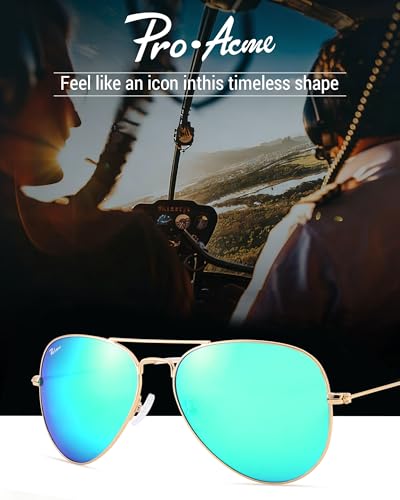 Image of Pro Acme Classic Aviator Sunglasses Polarized Metal UV400 for Women Men | 58 /62MM Lens,Anti-Glare for Driving,Eye Strain Relief,Lightweight,Leather Case