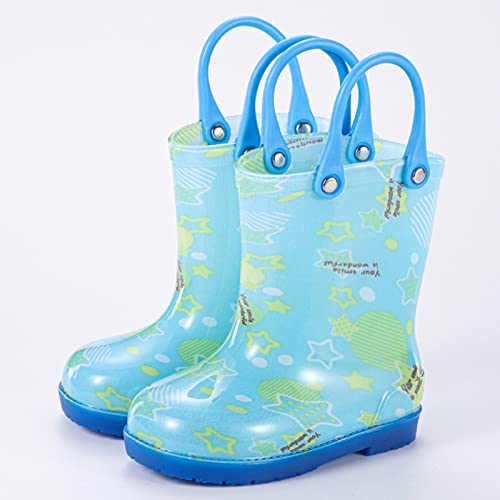 IWIHMIV Girls Rain Boots Kids Water Ankle Boots Non Slip Toddler Lightweight Rain Boots with Easy On Handles2