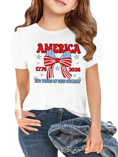 Image of CAZYCHILD Kids 250 Anniversary USA Shirts 250 Year American Flag Tshirt Boys and Girls Happy 250th Tee 4th of July Tops