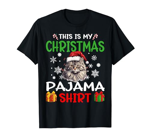 Maine Coone Cat My Christmas Pyjama Merry X-mas T-Shirt