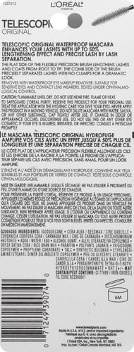 Image of L'Oreal Paris Makeup Telescopic Original Lengthening, Lash Separating Mascara with Dual Precision Brush, Waterproof, Black, 0.27 Fl Oz., 1 Count (Pack of 2)