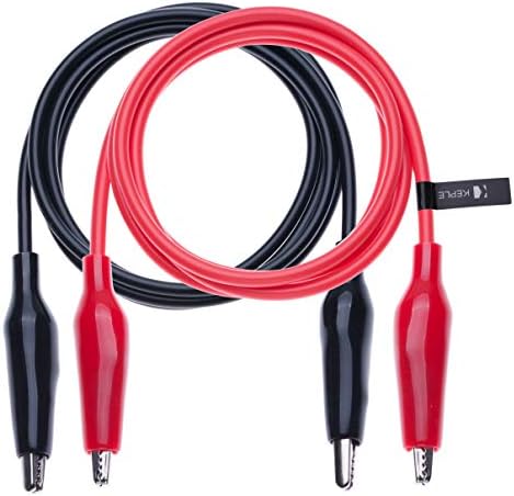 Crocodile Clips Electrical Insulated Wire Multimeter Test Leads Set Alligator Clip Clamps Double Ended Voltage Tester Cable (0.5 Meter/Red & Black)