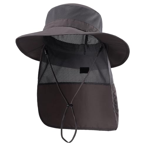 Image of Home Prefer UPF50+ Kids Girls Boys Sun Hat Wide Brim Fishing Hat with Neck Flap Adventure Beach Safari Sun Protection Cap