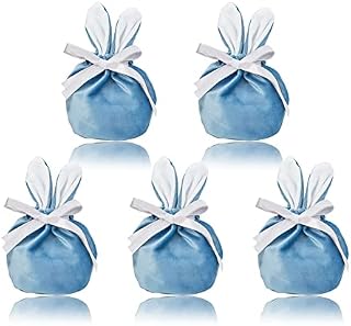 Easter Bunny Bag, 5 PCS Easter Gift Bags, Candy Bag Bunny Ears, Velvet Bag Easter Gift Candy Chocolate Packaging Bag Creative Tote Bag for Spring Easter Party Wedding Baby Shower Easter Decorations