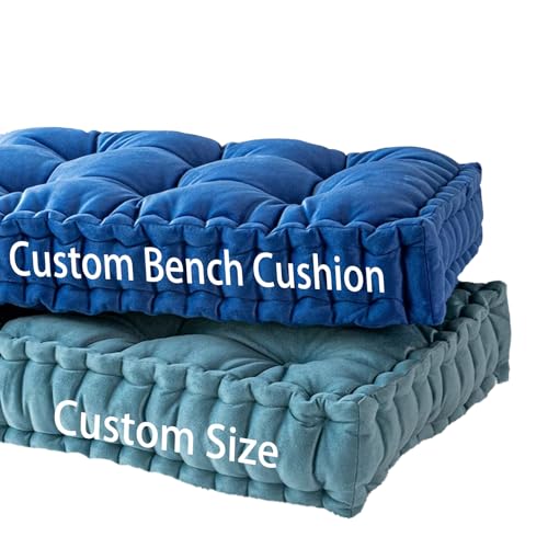 Celtty Custom Bench Cushion Indoor, Velvet Window Seat Cushions with Handle 10cm Thick Booster Floor Furniture Cushion Dining Seat Chair Pad