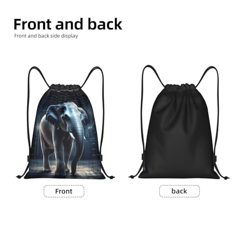 Drawstring Bag Lightweight Small Gym Bag for Women Elephant out of Cage Soccer Backpack for Sports Travel4
