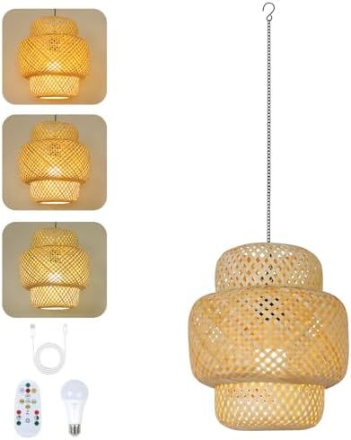 2-Pack Battery Operated Chandelier With Remote – Dimmable LED, IP66 Waterproof, Black & Gold Bell Shades For Outdoor Gazebo Patio Pergola