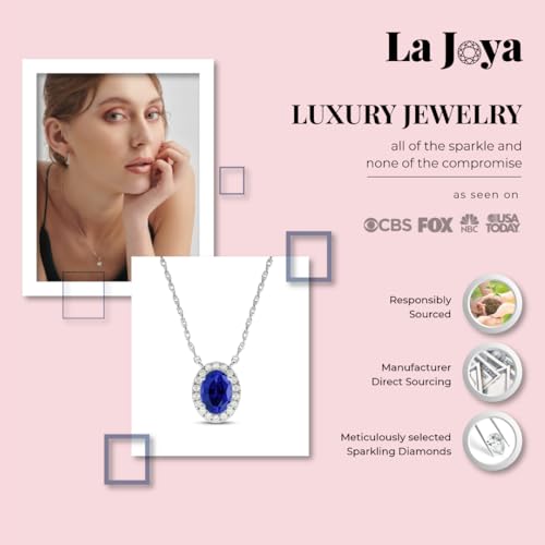 Lab Created Sapphire and Lab Grown Diamond Halo Necklace for Women | 10K Solid Floating White Gold Diamond Pendants | Multiple Shapes and Weights to Choose From2