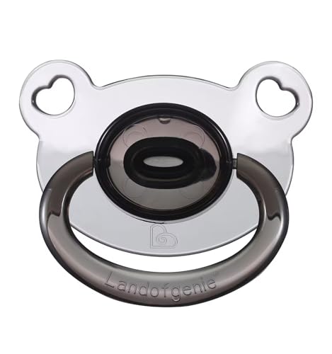Image of Landofgenie Large Shield Adult Size Pacifiers Bear Shape Transparent Design Pacifier Black