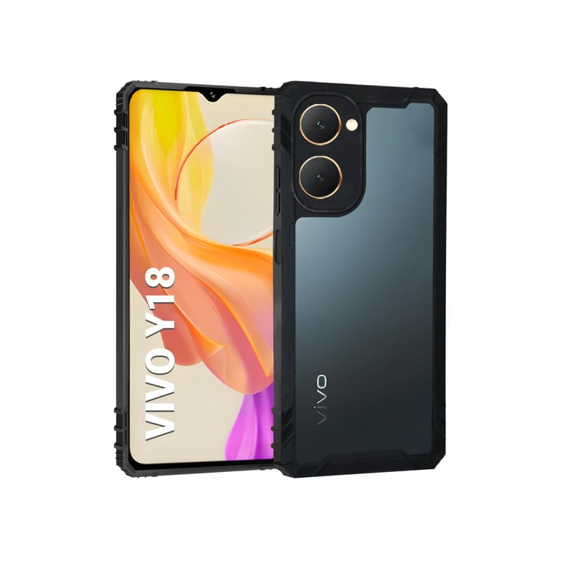 Image of AIBEX Crystal Clear Back Cover Case for iQOO Z9 Lite /Vivo Y28S 5G / Vivo T3 Lite /Vivo Y18 / Vivo Y18e / Vivo Y18i / Vivo Y18t| 360 Degree Protection | Shock Proof Design | Transparent Back Case