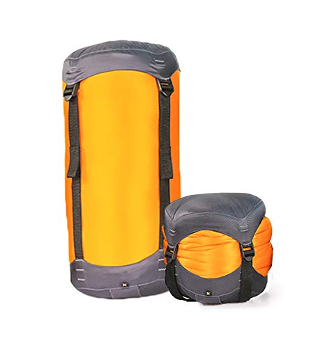 Litume Compression Stuff Sack, Water Resistant Lightweight Sleeping Bag Compression Sack with Drawstring Closure for Camping, Hiking, Backpacking, Traveling, 6L, 8.5L, 10L, 13L (Orange/Medium-8.5L)