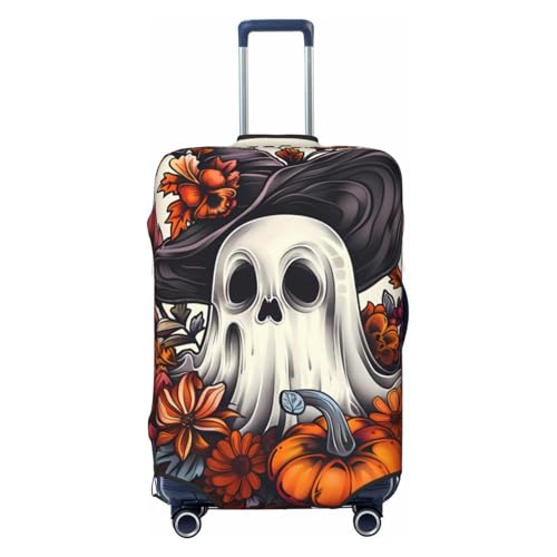 Halloween Pumpkin Flower Ghost Travel Luggage Covers - Elasticity Suitcase Covers Protector for Luggage 18-32 Inch