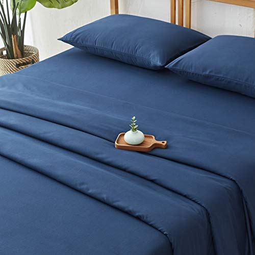 Image of SONORO KATE Bed Sheet Set Super Soft Microfiber 1800 Series Luxury Egyptian Sheets 18-Inch Deep Pocket Wrinkle and Hypoallergenic-3 Piece(Twin, Navy Blue)