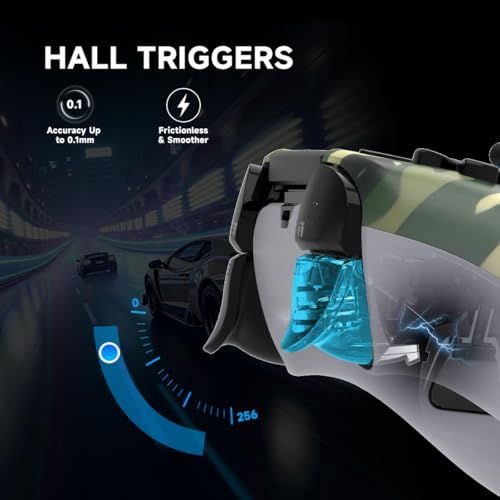 Image of ASRVA Camo Wireless Pro Controller for PS5, Hall Effect Joystick No Drift, 4 Back Paddles, Macro, Gyro, 1000mAh, RGB, Compatible with PS5 /Pro /Slim /PC /iOS /Android