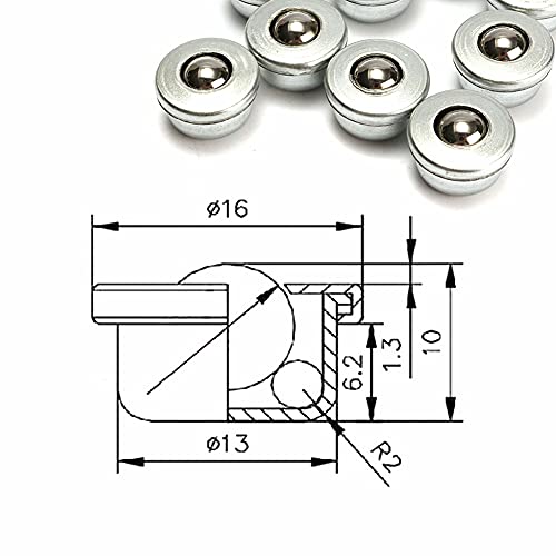 ChenXi Shop 10 Stück 8 mm Durchmesser Kugel Metall Transferlager Einheit Förderrolle CY-8H Kugellager