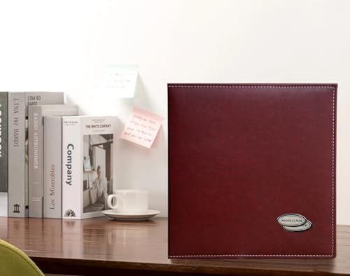 Zoview Magnetic Self-Stick Page Photo Album, Family Album, Leather Cover, Hand Made DIY Albums Holds 3x5, 4x6, 5x7, 6x8,8x10 Photos (Wine Red, Large)