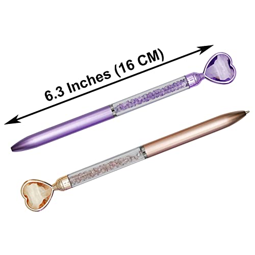 Maydahui 20 PCS Heart Shaped Ballpoint Pens Retractable Bling Rhinestones Pen Colorful Crystal Quicksand Pens Black Ink for Valentine\'s Day School Party Home - Thumbnail 2